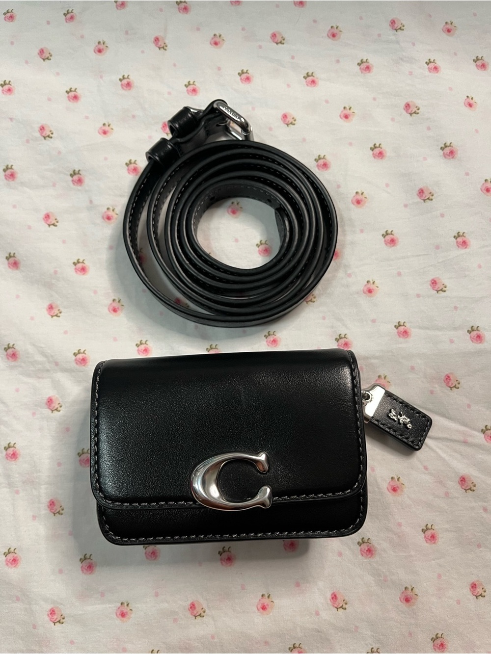 Coach Black Leather Bandit Wallet Card Holder with Removable Belt and 1941 Tag